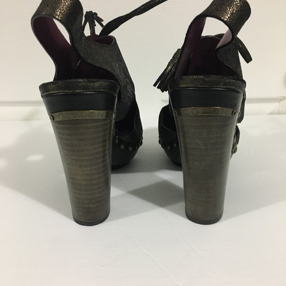 *Sold*Coach Poppy Rena Leather Platform Heels Sz 9.5 B - Picture 7 of 15